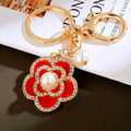 Jeweled Rose Keychains in Red Black Pink White Violet and Assorted Colors view 1