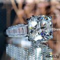 Square Center Baguette Shoulder Crystal Ring in Polished Metal view 4
