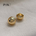 Large Polished Dome Ball Stud Earrings Gold Silver view 6