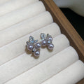 Silver Pearl Cluster Leaf Stud Earrings Pendant Necklace view 6