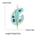 Enamel Artist Palette Brooch Two Brushes Blue or White Styles view 4