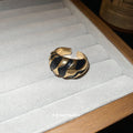 Gold Tone Open Cuff Enamel Wave Domed Ring 3 Colors view 4