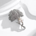 Flower Crystal Metal Brooch Pin 5.7 x 3.9 cm for Jackets and Lapels view 4