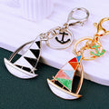 Enamel Sailboat Keychains in Gold and Silver Tone with Braided Loops view 2