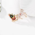 Red Gold Tone Sleigh Crystal Enamel Metal Brooch Pin view 4