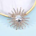 Radiant Sunburst Brooch With A Large Clear Center Stone Surrounded By Long Crystal Rays view 4