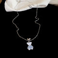 Silver Bear Crystal Pearl Pendant Necklaces And Bracelet view 7
