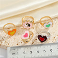 Gold Tone Enamel Heart and Yin Yang Adjustable Rings in Five Designs view 2