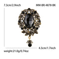 Antique Oval Crystal Dangle Brooch With Faceted Crystals And Polished Metal Details view 6