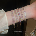 Twenty Six Mixed Pink Crystal Flower Butterfly Heart And Square Bracelets view 3
