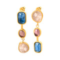 Asymmetric Crystal Glass Stone Drop Earrings Gold Or Steel view 5