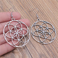 Silver Tone Interlocking Circle Flower Drop Earrings view 3