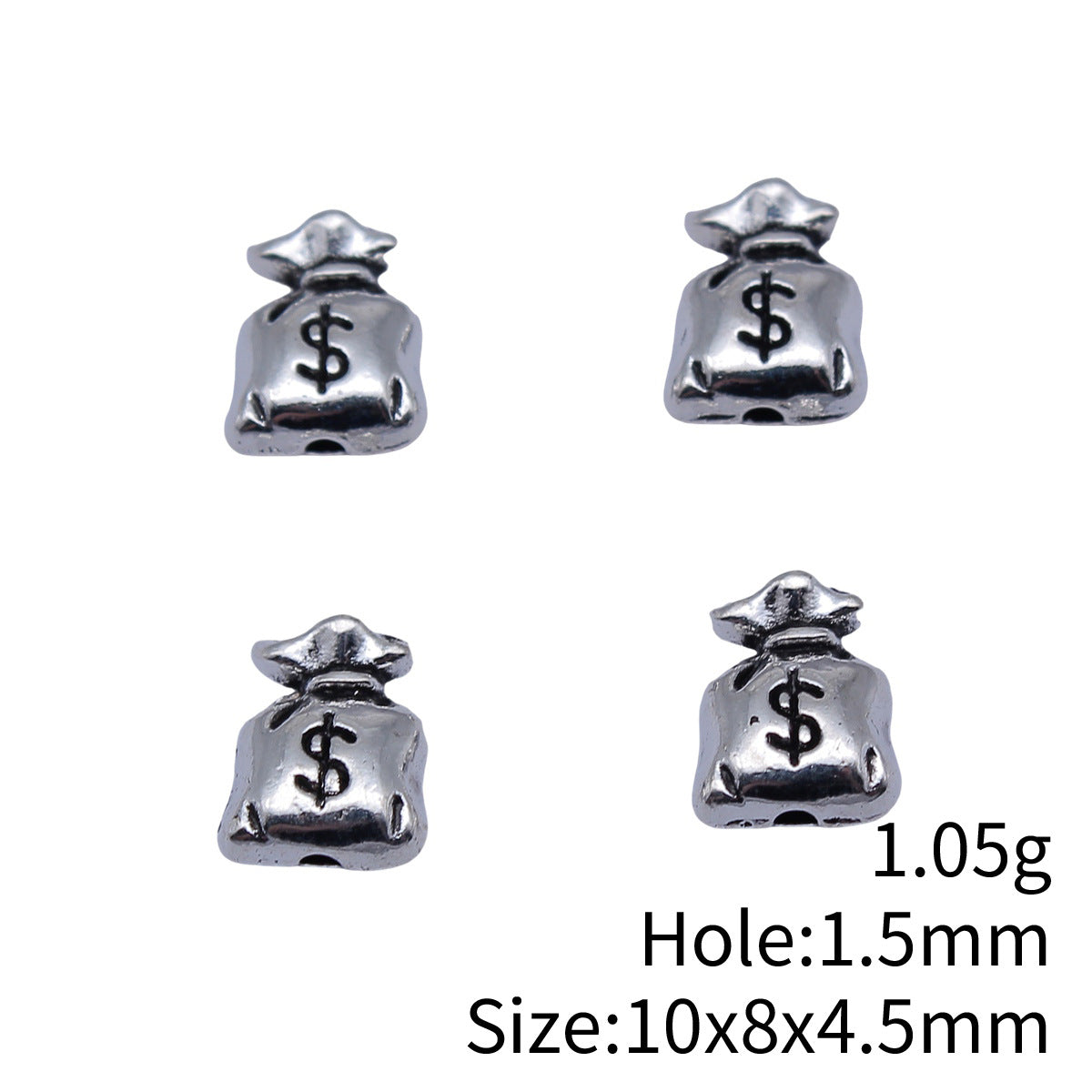 10x8x4.5mm 1.05g Antique Silver Zinc Alloy Money Bag Small Hole Beads for Bracelet Necklace DIY
