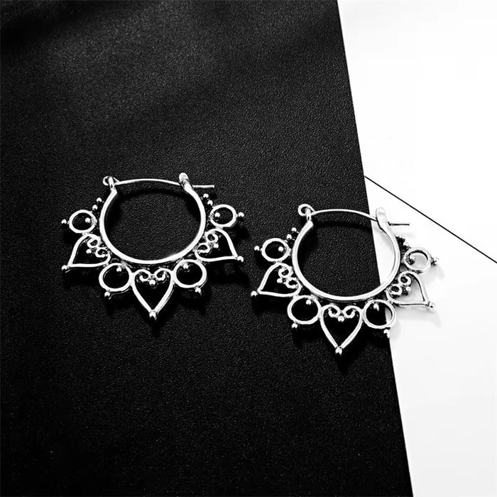 Silver Tone Filigree Heart Hoop Earrings in Two Designs
