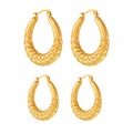 Sculpted Geometric Hoop Earrings in Gold and Silver Tone view 5