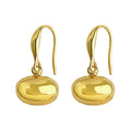Gold Polished Smooth Oval Bean Fishhook Drop Earrings view 5