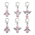Pink Cross Bead Angel Keychain Silver Clasp Six Wing Styles view 5