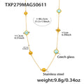 Gold Stainless Steel Long Czech Glass Station Necklace 80cm view 7
