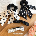 Black White Polka Dot Bow Hair Clips and Scrunchies view 4