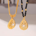 Gold Shell Star Pendant Necklace Snake Chain or Black Beads view 2