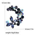 Moon Flower Crystal Rhinestone Brooch Purple Blue Crescent Pin view 7