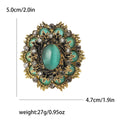Oval Floral Medallion Brooch in Green Gold or Pale Blue Silver view 6