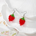Red Beaded Fruit Drop Earrings Cherry Raspberry Strawberry view 3