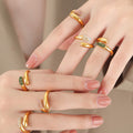 Open Wrap Rhinestone Tip Rings Gold Steel Multicolor view 4