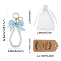 Ribbon Bow Keychain, Pearl-Like Bead Loop, Gold-Tone Key Ring view 4