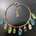 Gold Tone Collar Necklaces With Multicolor Teardrop Crystals view 7