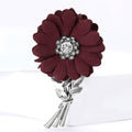 Fabric Daisy Bouquet Brooch with Crystal Center and Metal Stems view 2