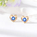 Gold Tone Hamsa Heart and Eye Stud Earrings in Three Designs view 3