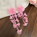 Chiffon Flower and Beaded Cascade Earrings in Five Colors view 2
