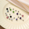 Green and White Pave Ball Double-Ended Stud Earrings view 1