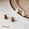 Brown Bear Stud Earrings With Light Blue Scarf Pair view 4