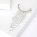 Long Crystal Chain Fringe Brooch in Gold or Silver Tone view 5
