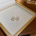 White Pearl Round Classic Stud Earrings in Four Sizes view 8