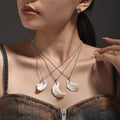 White Sea Shell Leaf Irregular Pendant Necklace Steel view 3