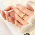 Open Dome Teardrop Statement Ring Gold Or Steel Tone view 1