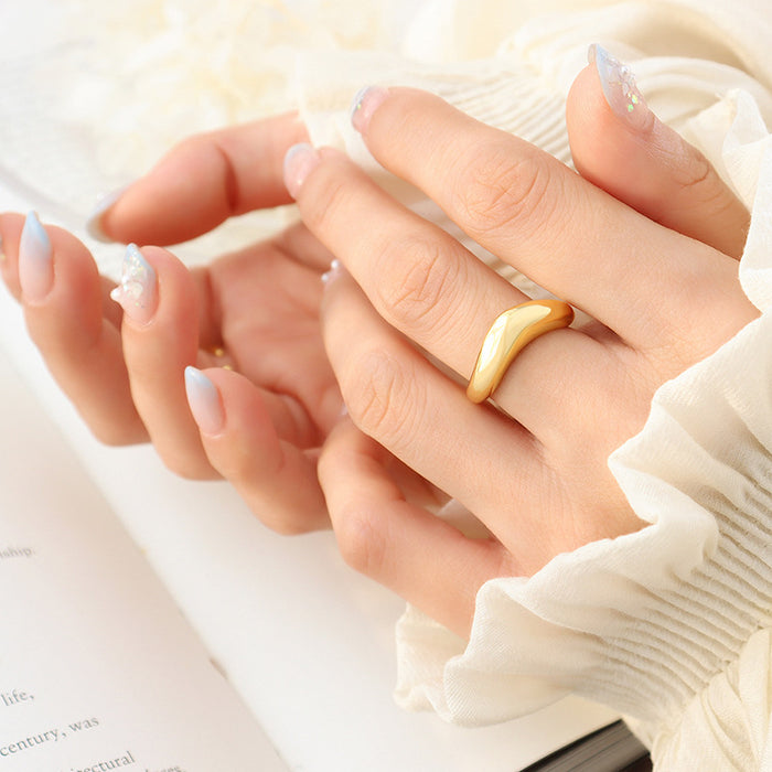 Open Dome Teardrop Statement Ring Gold Or Steel Tone