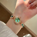 Rhinestone Quartz Watch Bracelets Green Dial Silver Two view 2