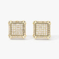Square Pavé Stud Earrings In Gold And Silver Tone In A Polished Decorative Design view 4