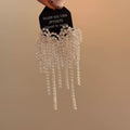 Gold And Silver Crystal Chain Fringe Stud Earrings view 4