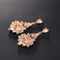 Gold Tone Champagne Cluster Chandelier Tassel Crystal Three Designs Metal Dangle Earrings view 4