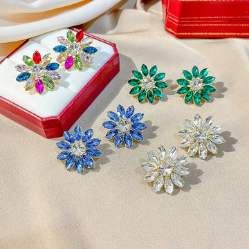 Marquise Petal Flower Statement Stud Earrings in Four Colors