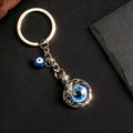Silver Tone Dragon Frame Blue Evil Eye Metal Keychain view 3