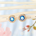 Blue Evil Eye Crystal Stud Earrings in Four Shapes and Finishes view 2
