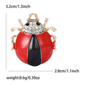 Red and Black Enamel Ladybug Brooch With Crystal Head view 5