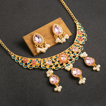 Ornate Beaded Necklace and Matching Earring Jewelry Sets