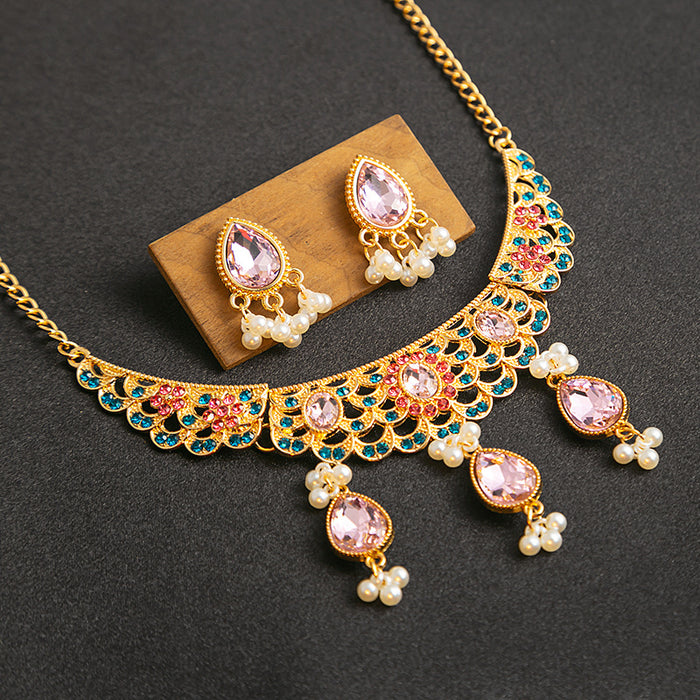 Ornate Beaded Necklace and Matching Earring Jewelry Sets